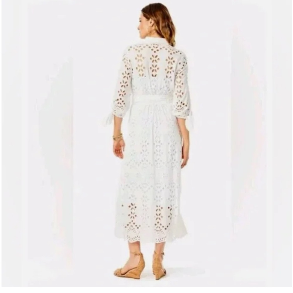 EUC Lily Pulitzer Amrita white eyelet midi dress size 00 resort white EUC - Picture 5 of 9